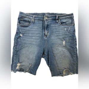 Women’s Distressed Bermuda Denim Shorts. Size 14